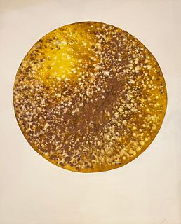 MCM Watercolor on crescent board " Patch of Gold" JO WANK