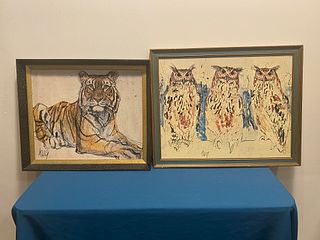 2 Fritz Hug Prints 3 Owls Tiger