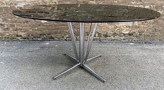 Mid Century Smoked Glass Top Table 
