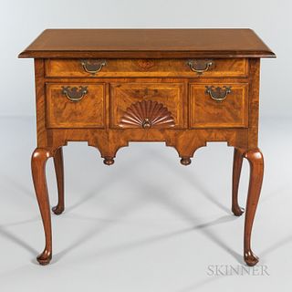 Queen Anne Carved Walnut and Walnut Veneer Dressing Table