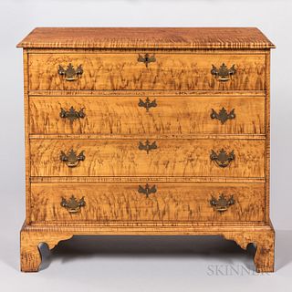 Figured Maple Chest of Four Drawers
