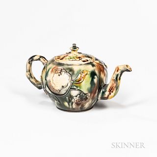 Small Staffordshire Tortoiseshell-glazed Teapot