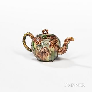 Miniature Staffordshire Tortoiseshell-glazed Teapot
