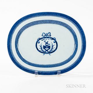Blue and White Export Porcelain Armorial Platter