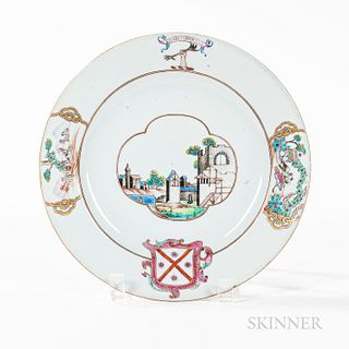 Export Porcelain Armorial Plate Depicting Fort St. George