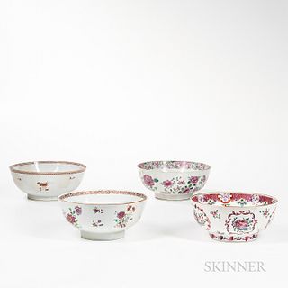 Four Export Porcelain of Export Porcelain-type Punch Bowls