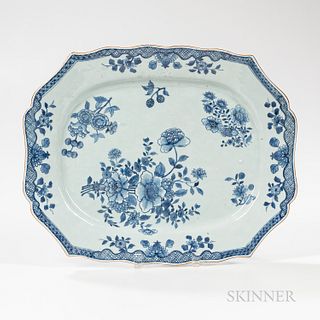 Export Porcelain Blue and White Floral Platter
