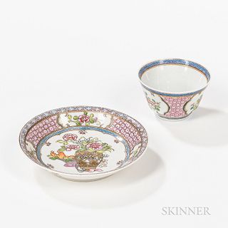 Export Porcelain Famille Rose Teacup and Saucer