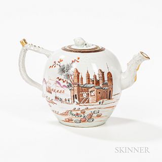 Export Porcelain Teapot with Castle