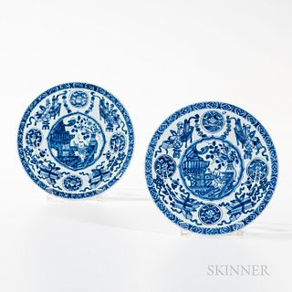 Pair of Blue and White Export Porcelain Plates