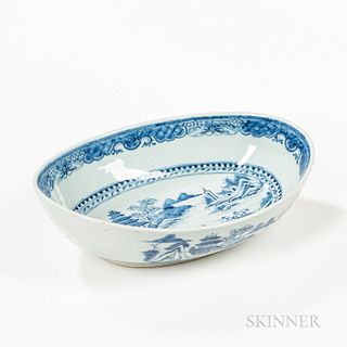 Export Porcelain Blue and White Oval Bowl