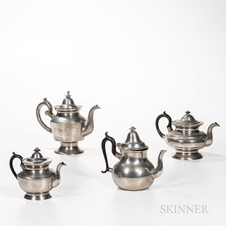 Group of Pewter Teapots