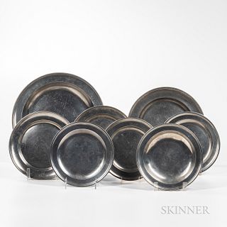 Group of Variously Sized Pewter Plates