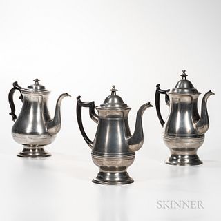 Group of Large Pewter Coffeepots