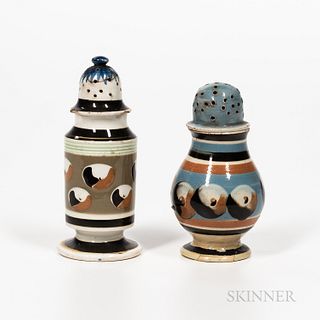Two Cat's-eye Slip-decorated Pepper Pots