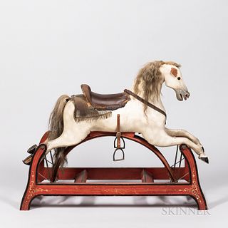 Carved and Painted Hobby Horse on Rocking Stand