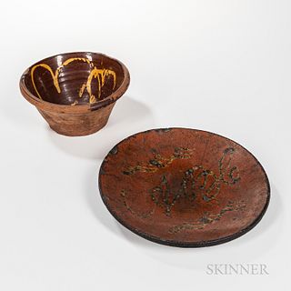 Two Slip-decorated Redware Items