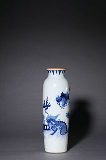 A Blue and White Kylin Elephant-Form Vase