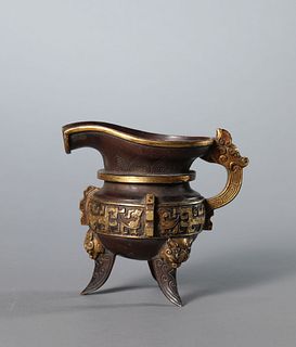 A Gilt Bronze Chilong Tripod Censer