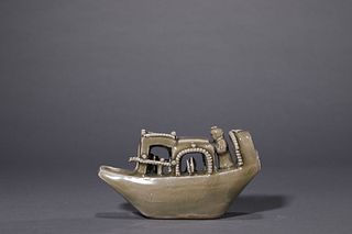 A Celadon Glaze Boat-Form Water Drop