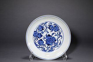 A Blue and White Fu&Shou Plate