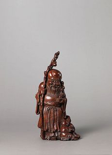A Carved Bamboo Figure of Immortal