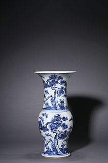 A Blue and White ‘Sanyou’ Beaker Vase