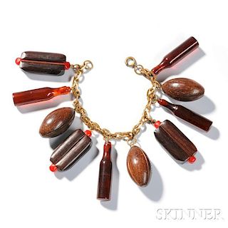 Bakelite Jewelry Football Charm Bracelet