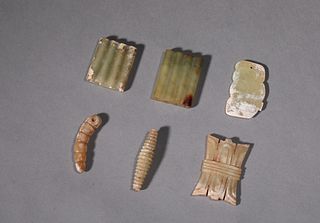 A Set of Celadon and Chicken Bone White Jade Ornaments