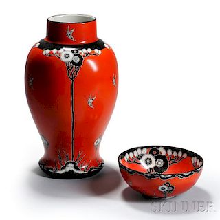 Carlton Ware Bowl and Baluster Vase