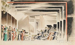 Leo Rackow (American, b. 1901)      Parisian Nightclub Scene, 1930