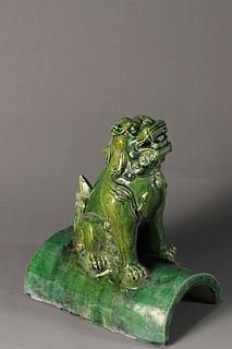 A Green Enamel Mythical Beast Ornament