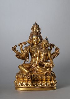 A Gilt Bronze Figure of Manjushri