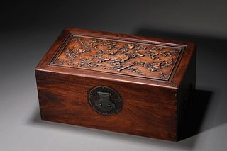 A Carved Hard Stone Eight Treasures Box and Cover