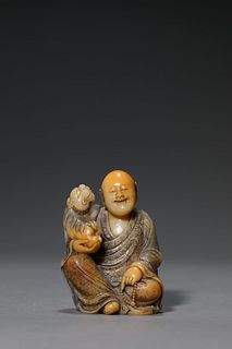 A Carved Shoushan Stone Figure of Arhat