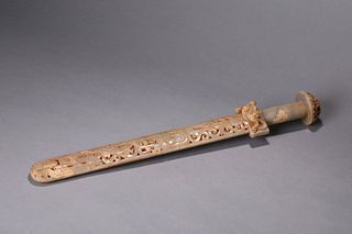 A Carved Russet Jade Sword