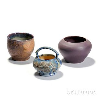 Three Art Pottery Vessels Including Pierrefonds Vase