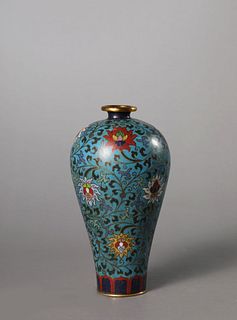 A Cloisonne Enamel Interlocking Lotus Meiping Vase