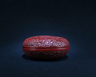 A Round Cinnabar Lacquer Container