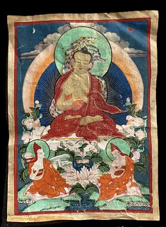 19th Century Tibetan Buddha Nagar Juna Thangka