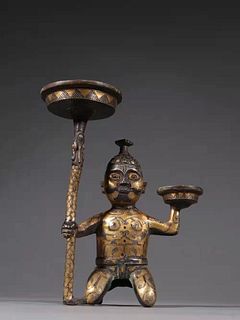 A Gilt Bronze Oil Lamp Holder