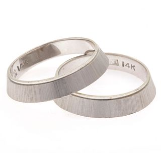 Pair of Textured 14k White Gold Band Rings