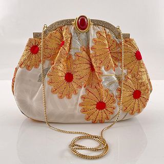 Judith Leiber Embroidered Satin Handbag