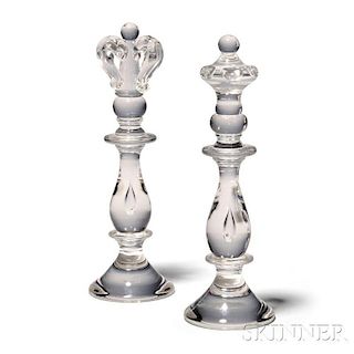 Lloyd Atkins Steuben King and Queen Chess Pieces