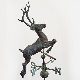 Copper Leaping Stag Weather Vane