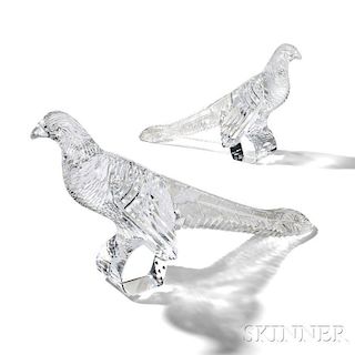 Steuben Cut Glass Pheasants Designed by Frederick Carder