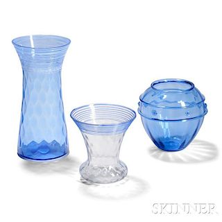 Three Art Glass Vases: Steuben and Two Others