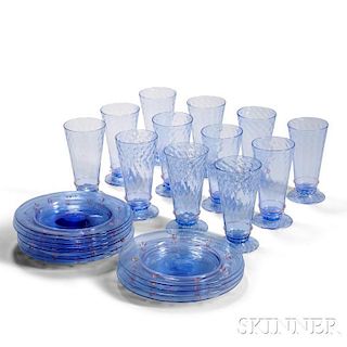Group of Venetian Stemware and Glass Plates