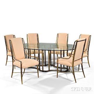 Master Craft Racetrack Dining Table and Six Dining Chairs