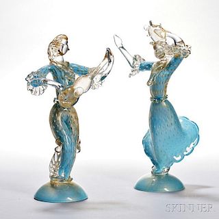 Two Murano Glass Musicians attributed to Barovier + Toso